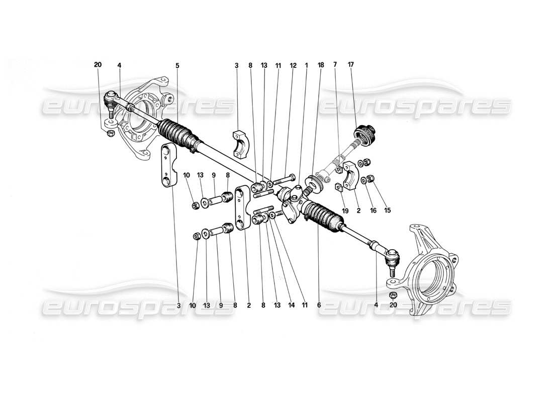 Ferrari Testarossa (1990) Steering Box and Linkage Parts Diagram