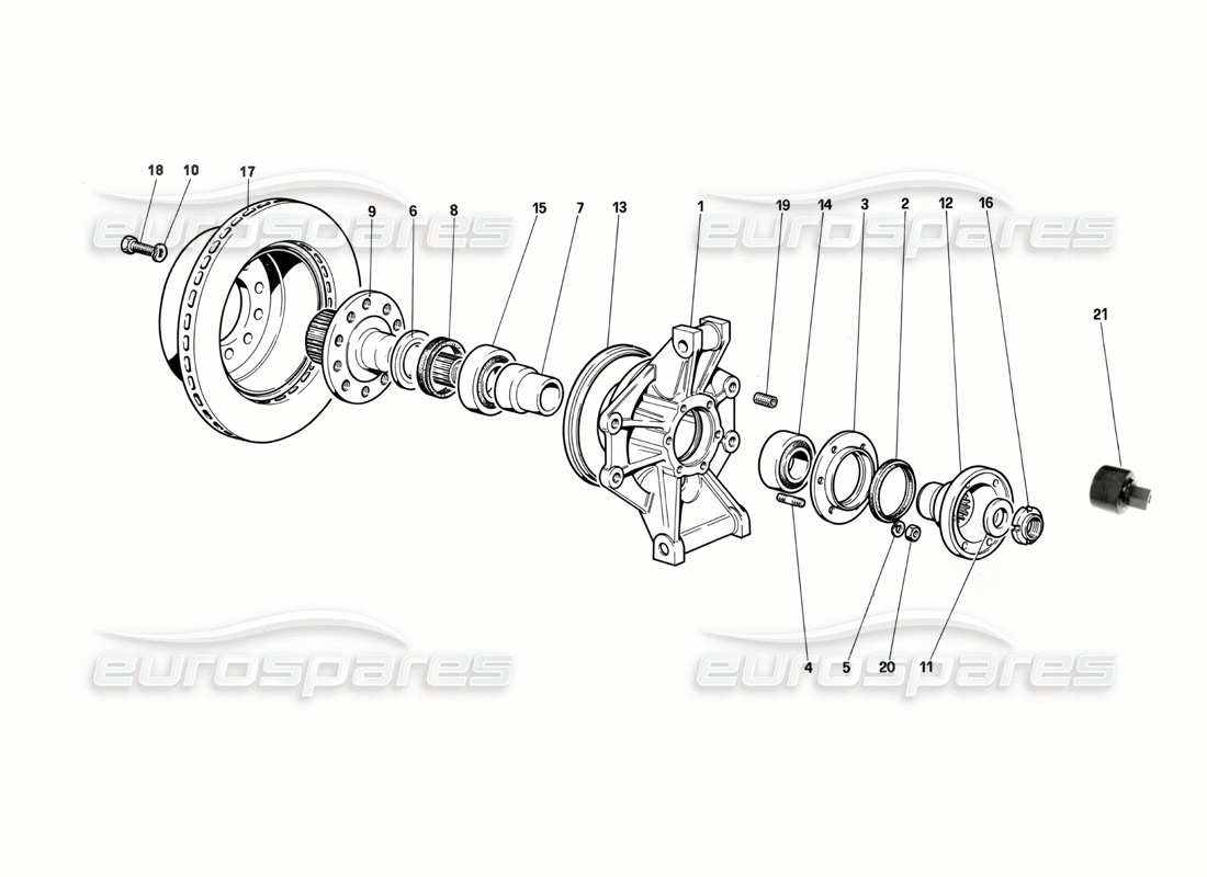 Ferrari Testarossa (1990) Rear SUSpension - Brake Disc (Until Car No. 75995) Parts Diagram