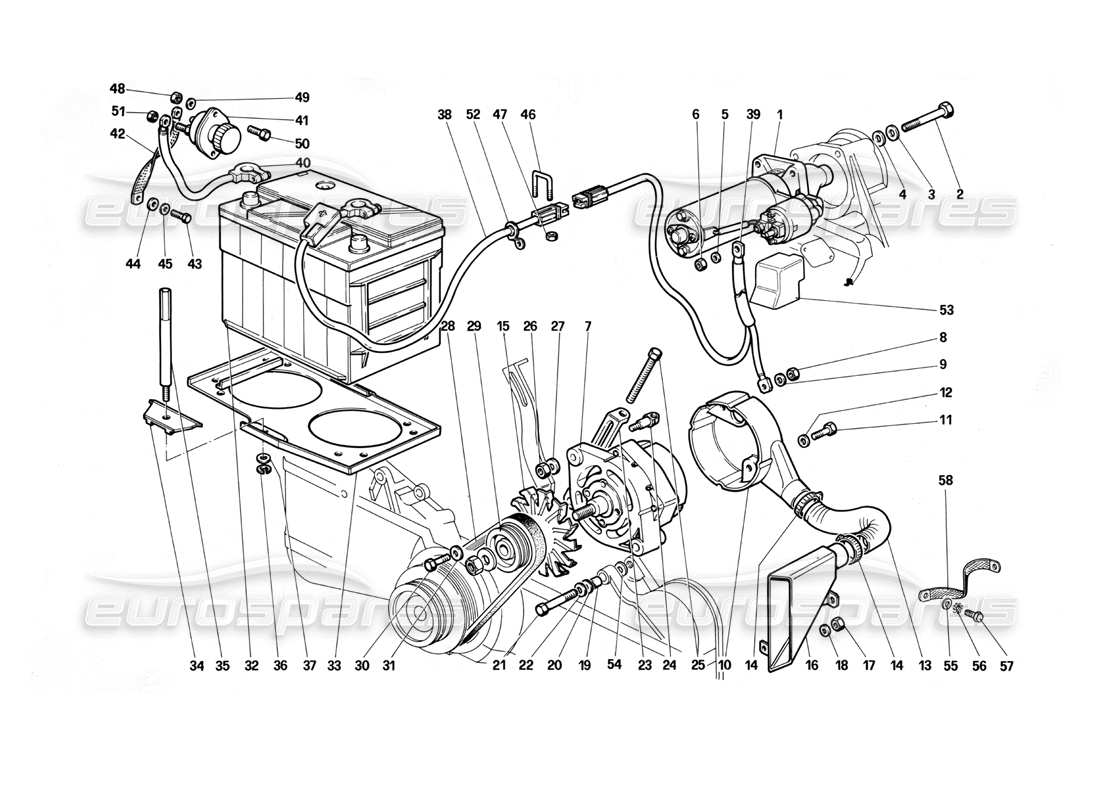 Ferrari Testarossa (1990) Current Generation Parts Diagram