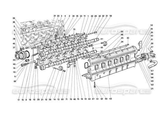 a part diagram from the Ferrari Testarossa parts catalogue