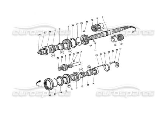 a part diagram from the Ferrari Testarossa parts catalogue