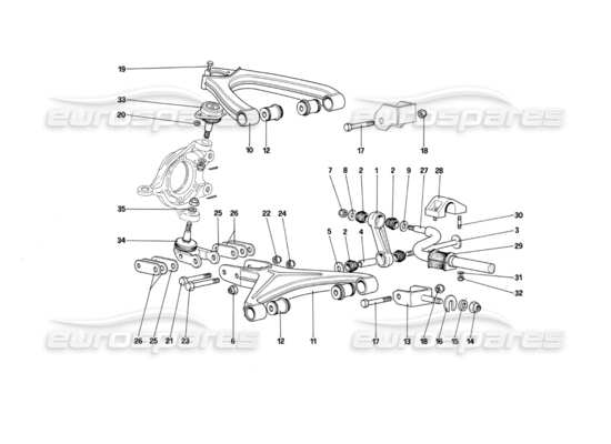 a part diagram from the Ferrari Testarossa parts catalogue