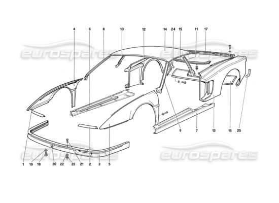 a part diagram from the Ferrari Testarossa parts catalogue