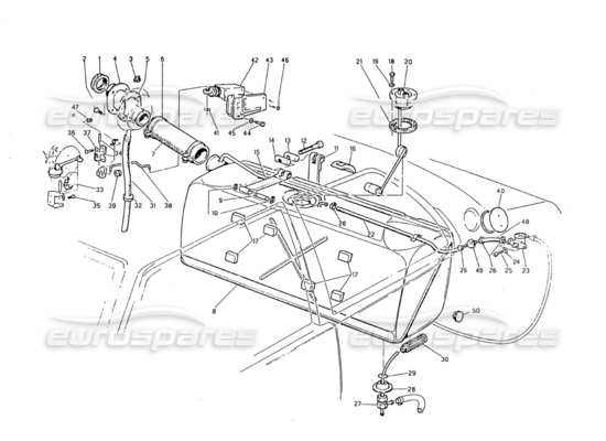 a part diagram from the Maserati Biturbo (1983-1995) parts catalogue