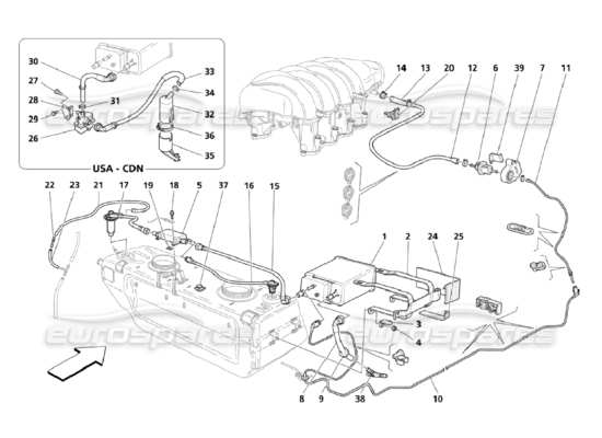 a part diagram from the Maserati Quattroporte M139 (2005-2013) parts catalogue