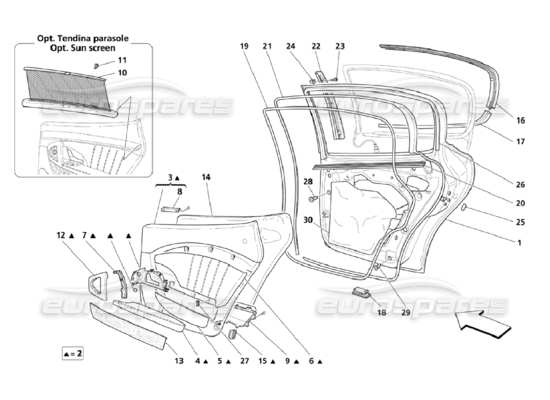 a part diagram from the Maserati Quattroporte M139 (2005-2013) parts catalogue