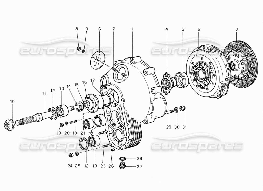 Ferrari 206 GT Dino (1969) Clutch Unit and Cover Parts Diagram