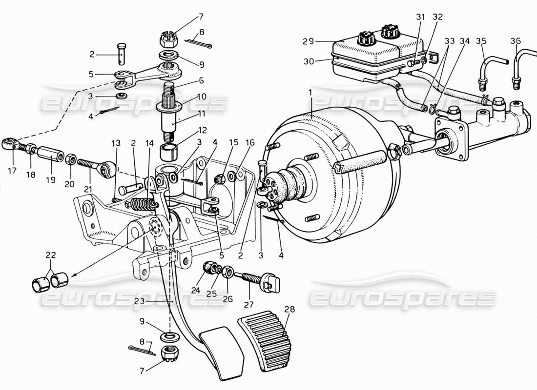 Ferrari 206 GT Dino (1969) Brake Hydraulic Control Parts Diagram