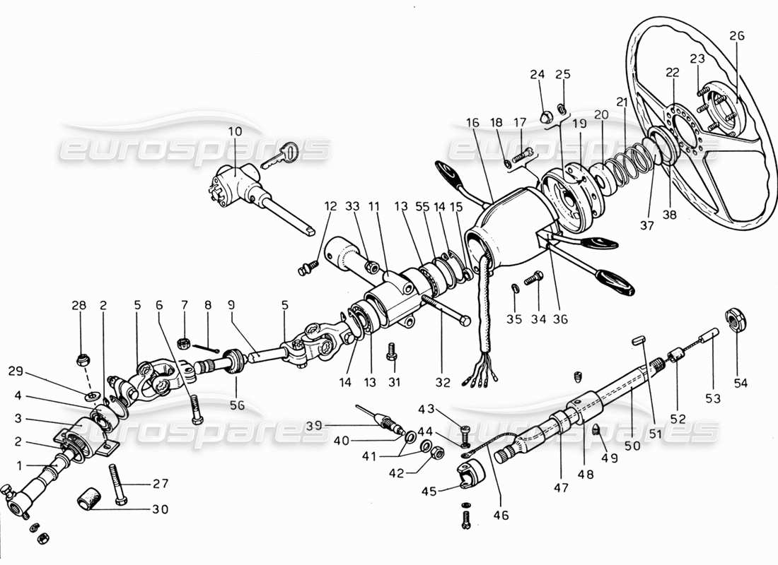 Ferrari 206 GT Dino (1969) Steering Control Parts Diagram