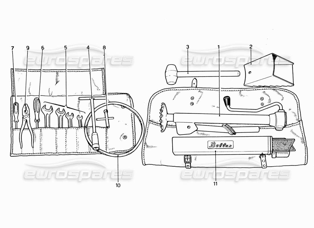 Ferrari 206 GT Dino (1969) Tool - Kit Parts Diagram