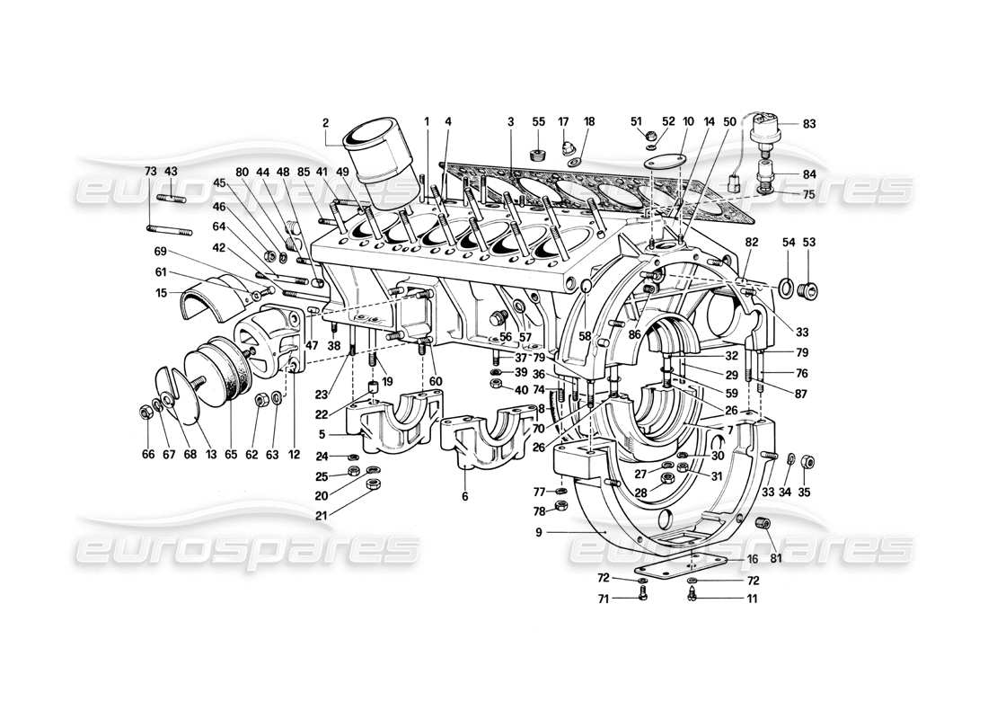 Ferrari 400i (1983 Mechanical) crankcase Parts Diagram