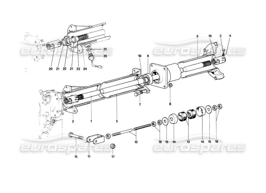 Ferrari 400i (1983 Mechanical) propeller shaft Parts Diagram