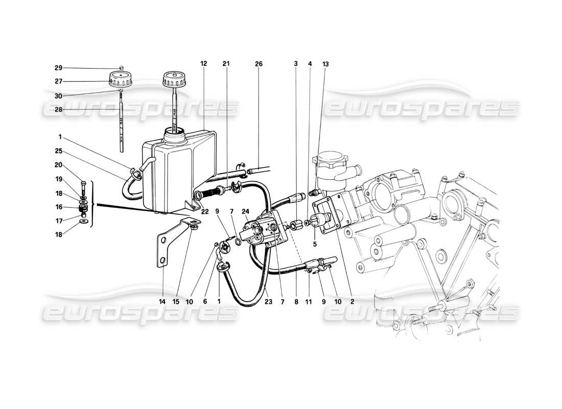 Ferrari 400i (1983 Mechanical) Rear Suspension - Oil Tank and Oil Pump Parts Diagram