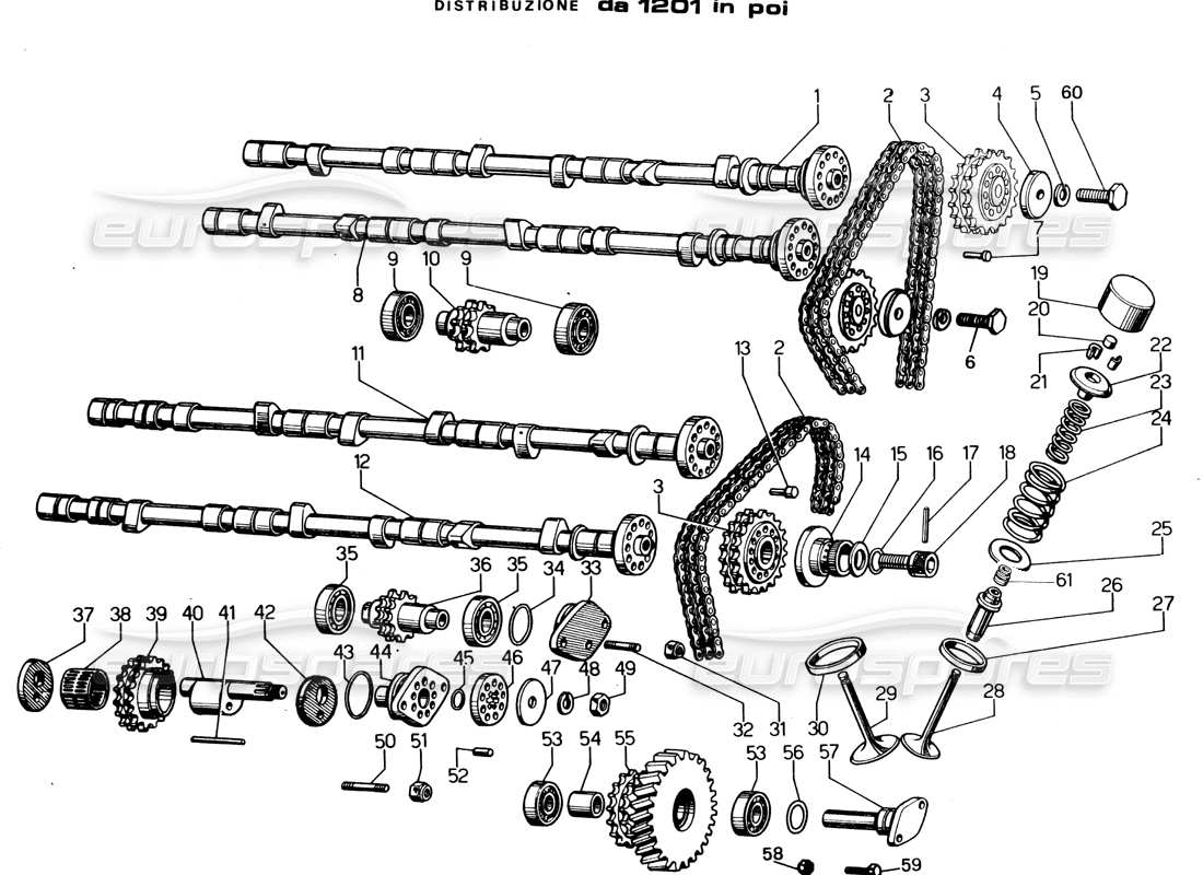 Lamborghini Espada distribution (1201 onwards) Parts Diagram