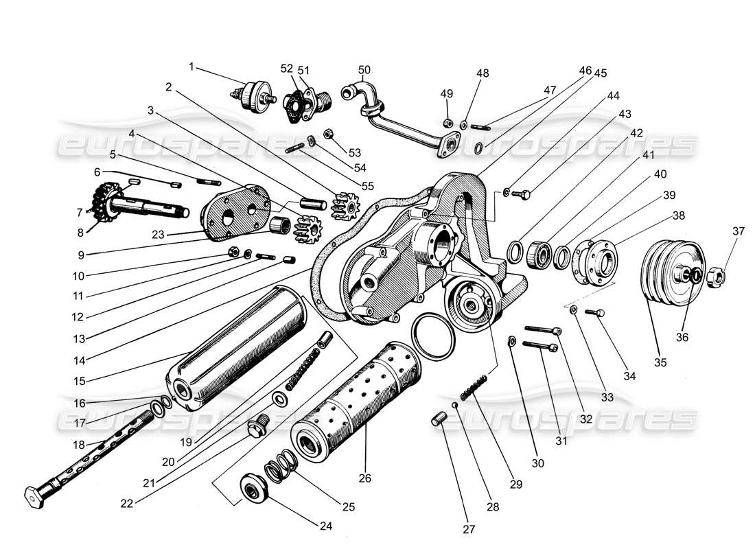 Lamborghini Espada Oil pump circuit (to 750) Parts Diagram