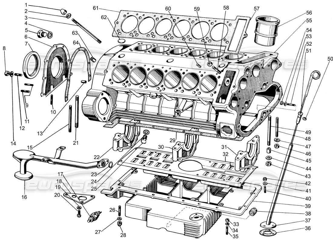 Lamborghini Espada crankcase Parts Diagram