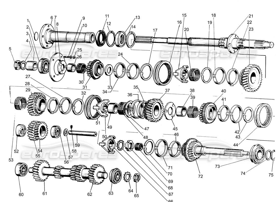 Lamborghini Espada GEARBOX ( 0 to 800) Parts Diagram