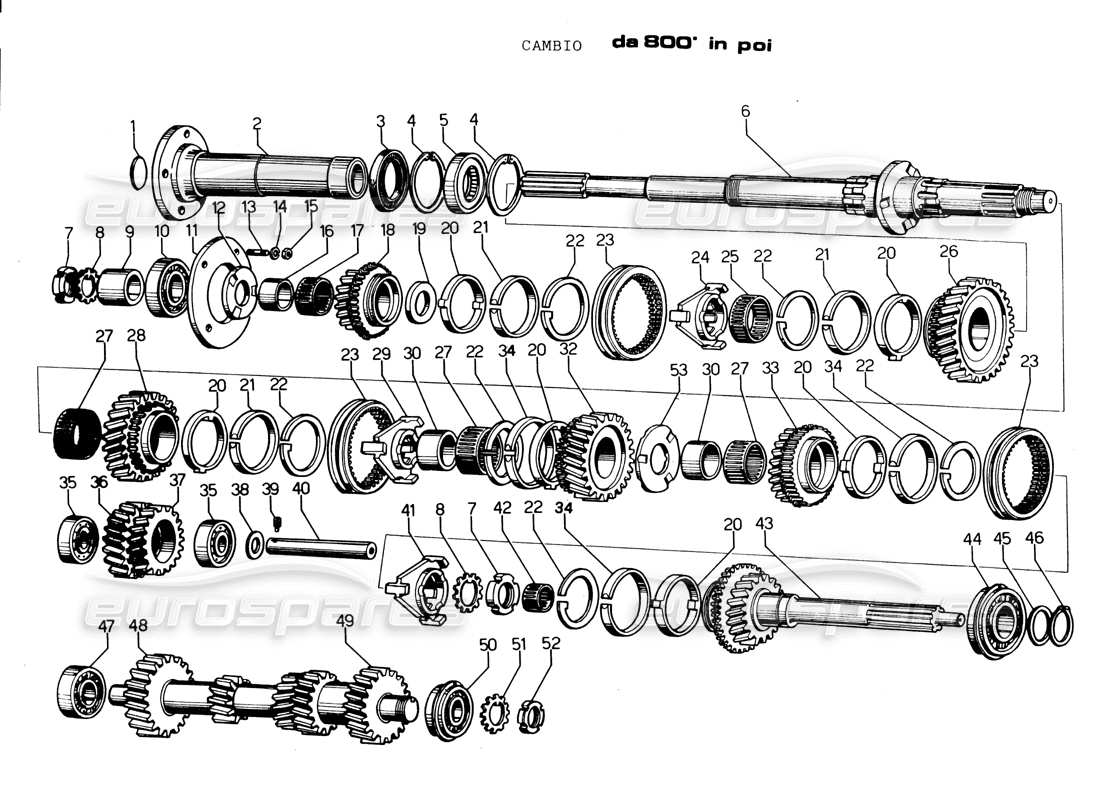 Lamborghini Espada GEARBOX (from 800) Parts Diagram