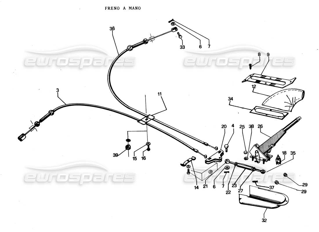 Lamborghini Espada Handbrake (Gran Bret, Irlanda, Australia) Parts Diagram