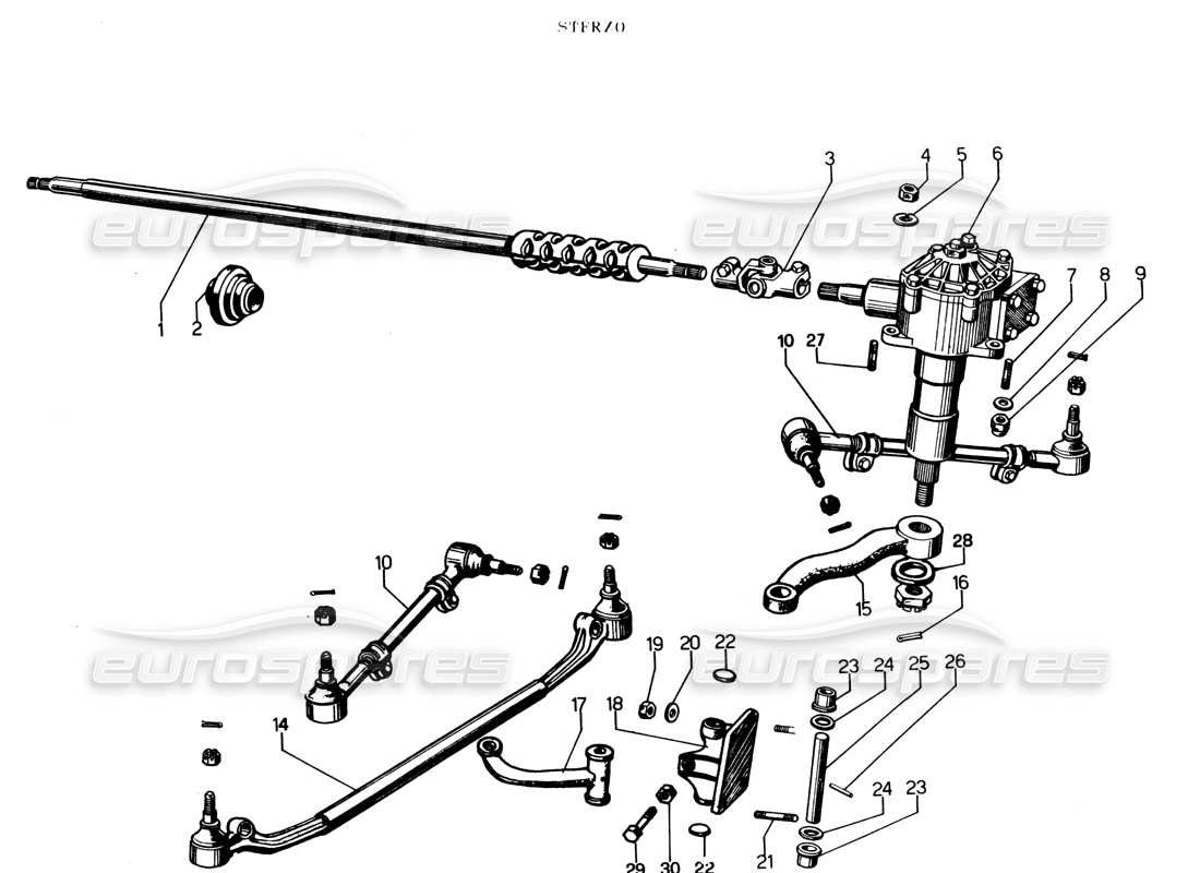 Lamborghini Espada Steering box (da <1000) Parts Diagram