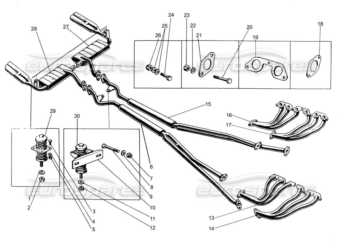 Lamborghini Espada Exhaust (Da 0 a 325) Parts Diagram