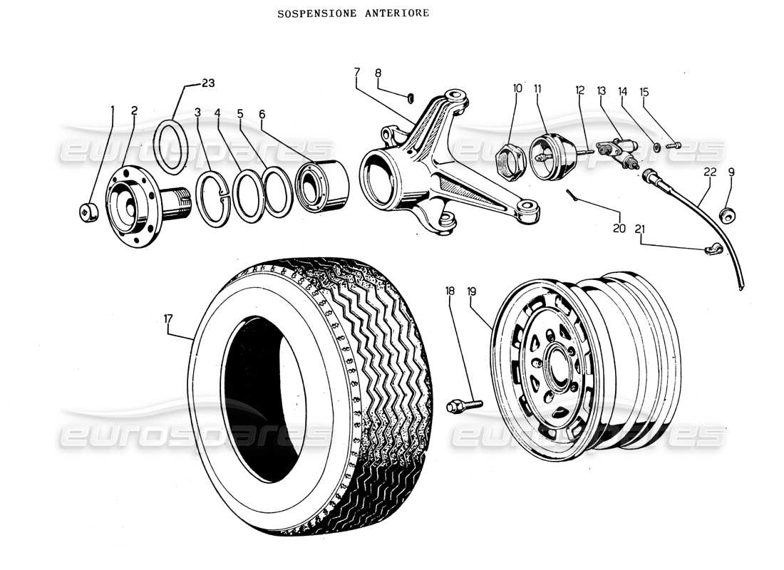 Lamborghini Espada Front Hub (Gran Brit, Ireland, Australia) Parts Diagram