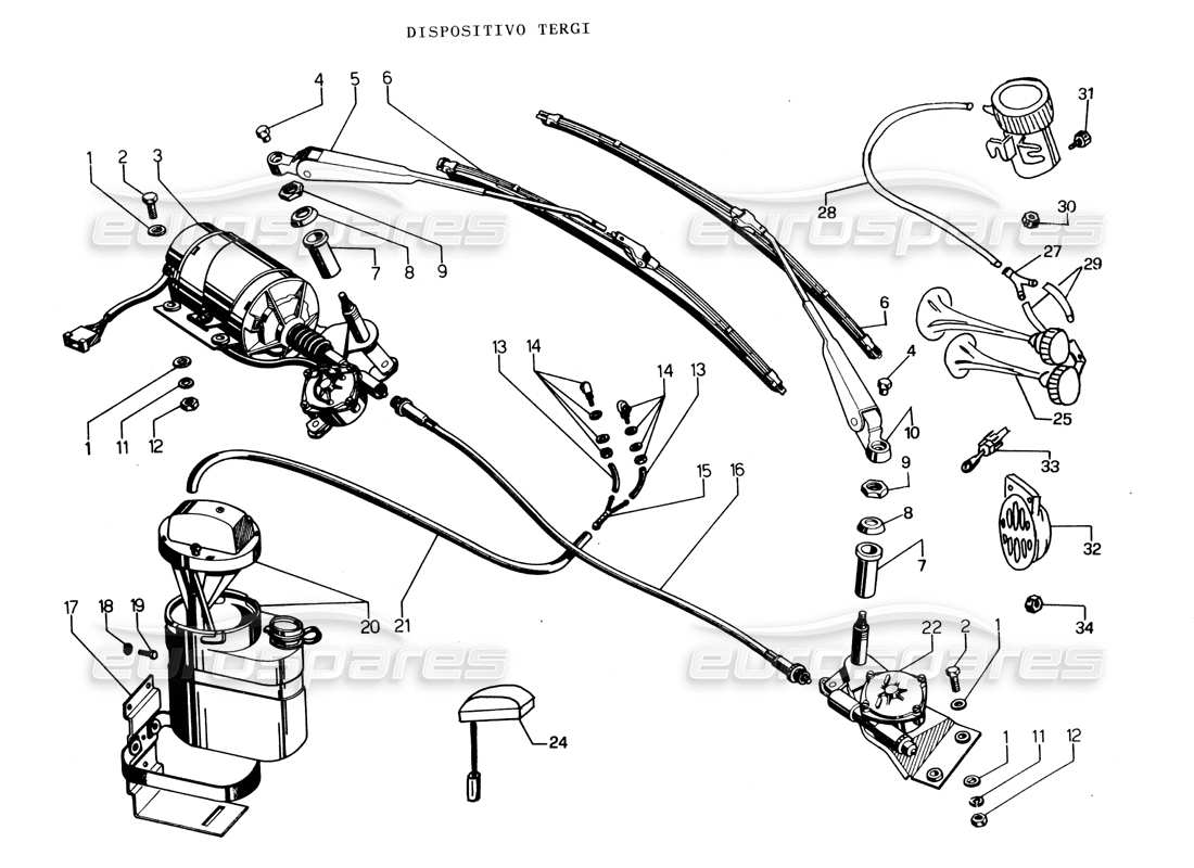 Lamborghini Espada Wiper System (Switzerland) Parts Diagram