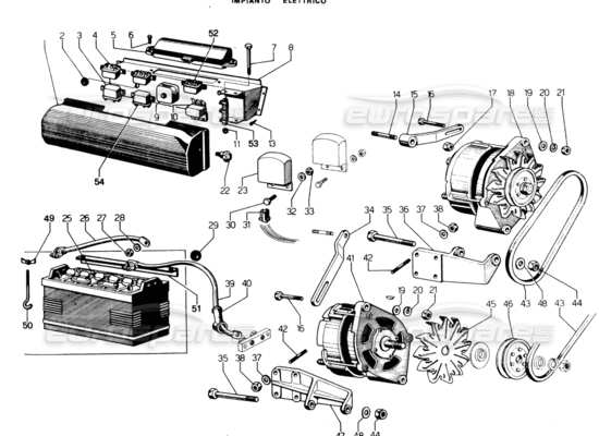 a part diagram from the Lamborghini Espada parts catalogue