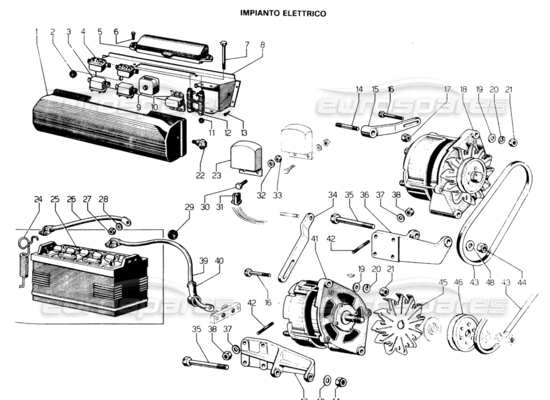 a part diagram from the Lamborghini Espada parts catalogue