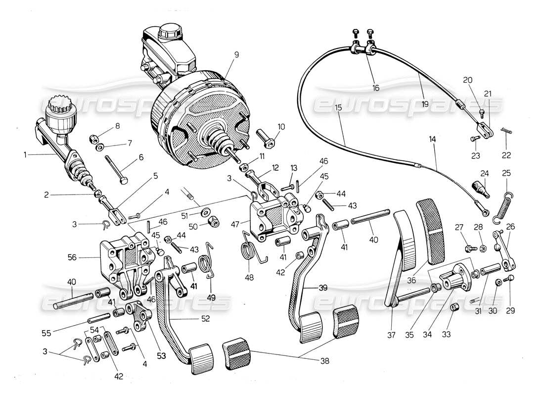 Lamborghini Countach LP400 Pedals Parts Diagram