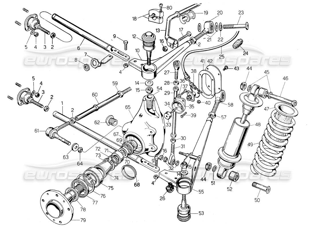 Lamborghini Countach LP400 Front Suspension Parts Diagram