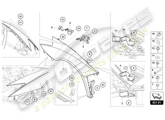 a part diagram from the Lamborghini Aventador LP720-4 parts catalogue