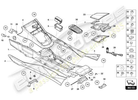 a part diagram from the Lamborghini Aventador LP720-4 parts catalogue