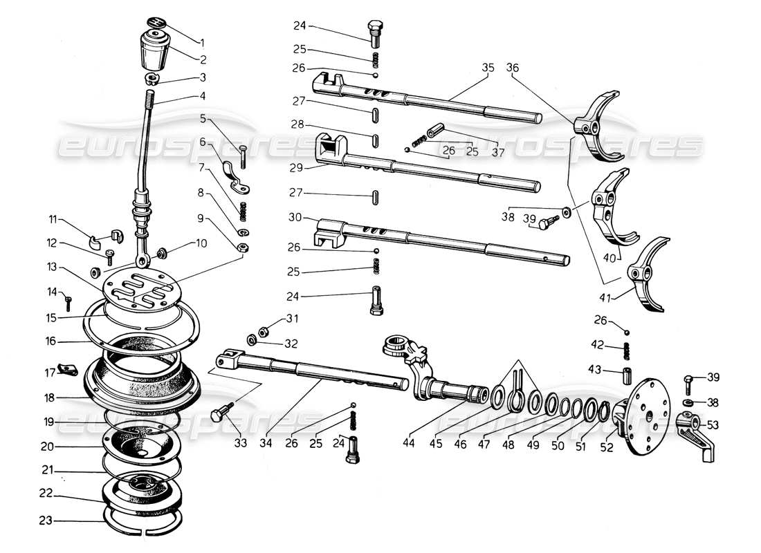 Lamborghini Countach 5000 QVi (1989) Gear shift lever Parts Diagram