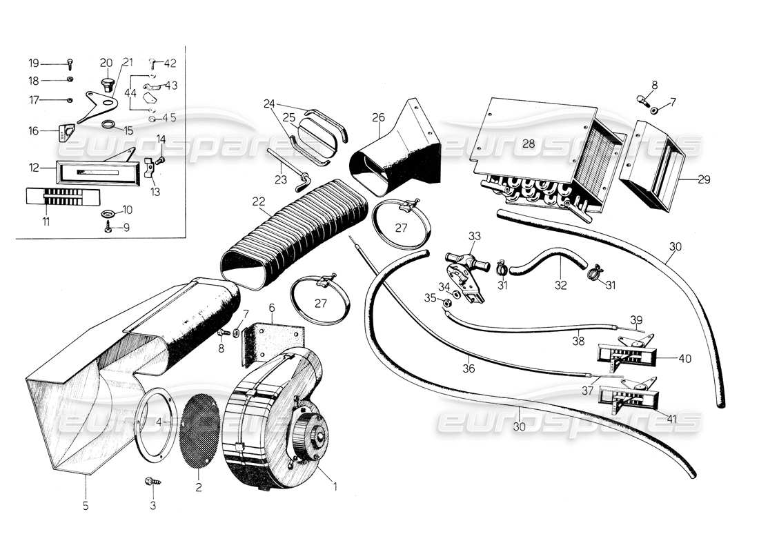 Lamborghini Countach 5000 QVi (1989) HEATER Parts Diagram