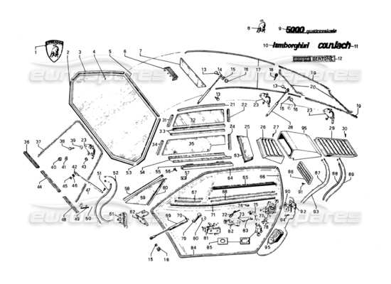 a part diagram from the Lamborghini Countach parts catalogue