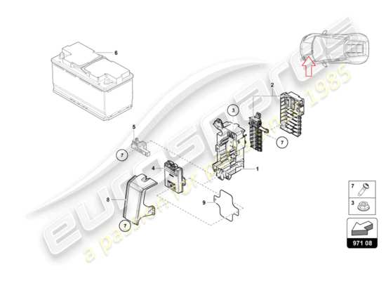 a part diagram from the Lamborghini HURACAN EVO parts catalogue