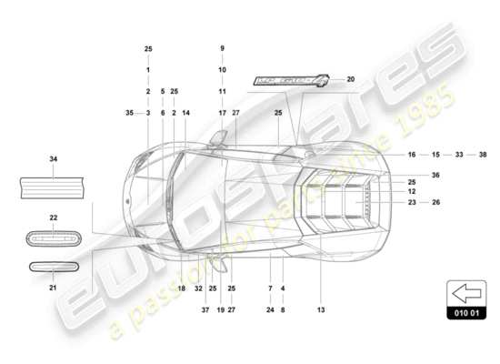 a part diagram from the Lamborghini HURACAN EVO parts catalogue