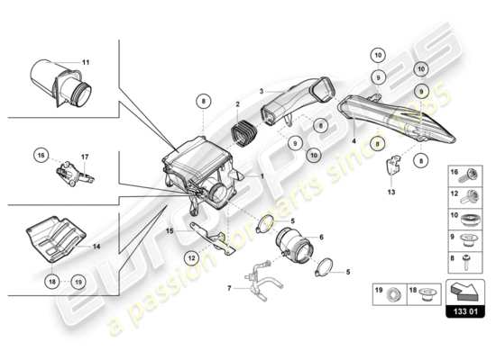 a part diagram from the Lamborghini Huracan LP610 parts catalogue