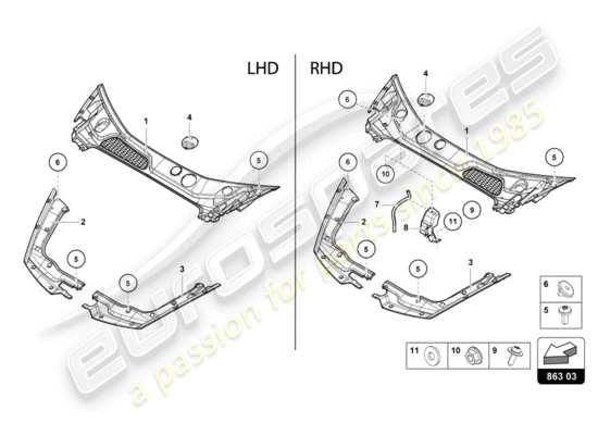 a part diagram from the Lamborghini Huracan LP610 parts catalogue