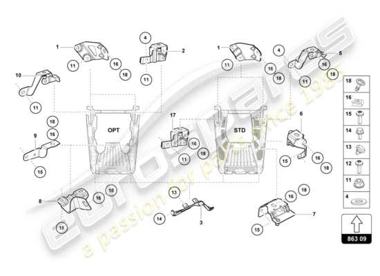 a part diagram from the Lamborghini Huracan LP580 parts catalogue