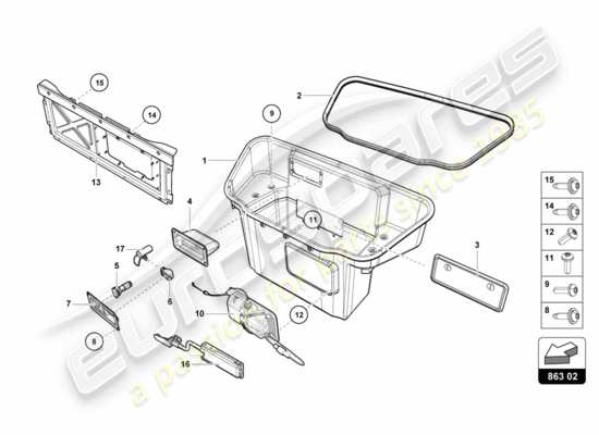 a part diagram from the Lamborghini Huracan LP580 parts catalogue