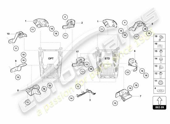 a part diagram from the Lamborghini Huracan LP580 parts catalogue