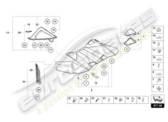 a part diagram from the Lamborghini Huracan LP580 parts catalogue