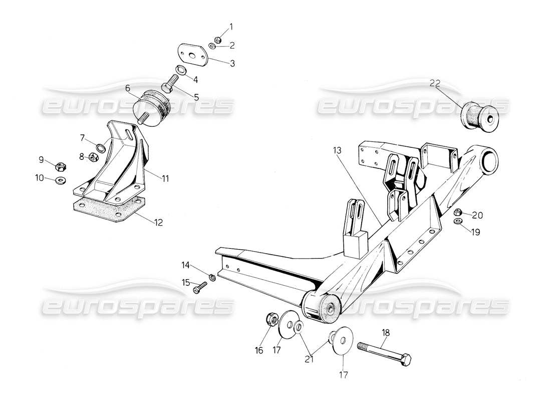 Lamborghini Countach 5000 QV (1985) Engine Supports Part Diagram