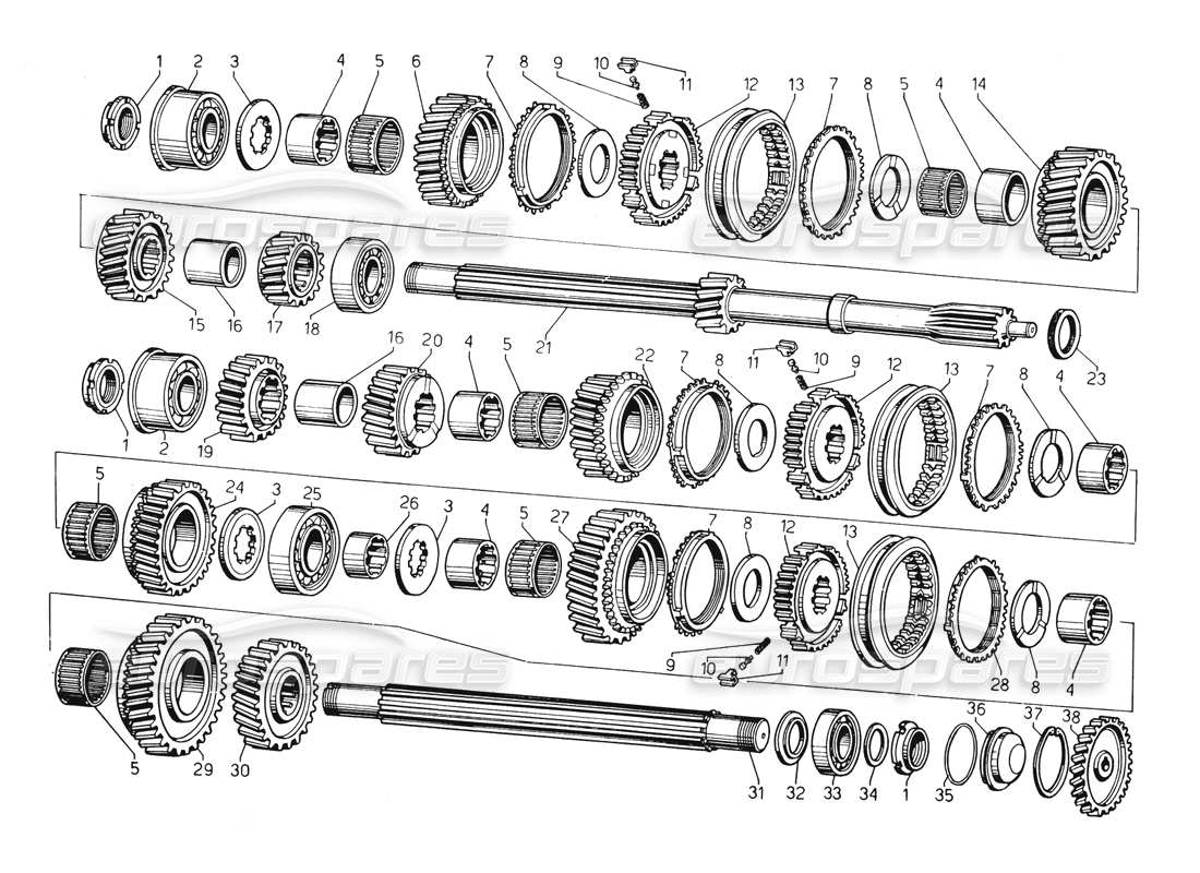 Lamborghini Countach 5000 QV (1985) GEARBOX Part Diagram