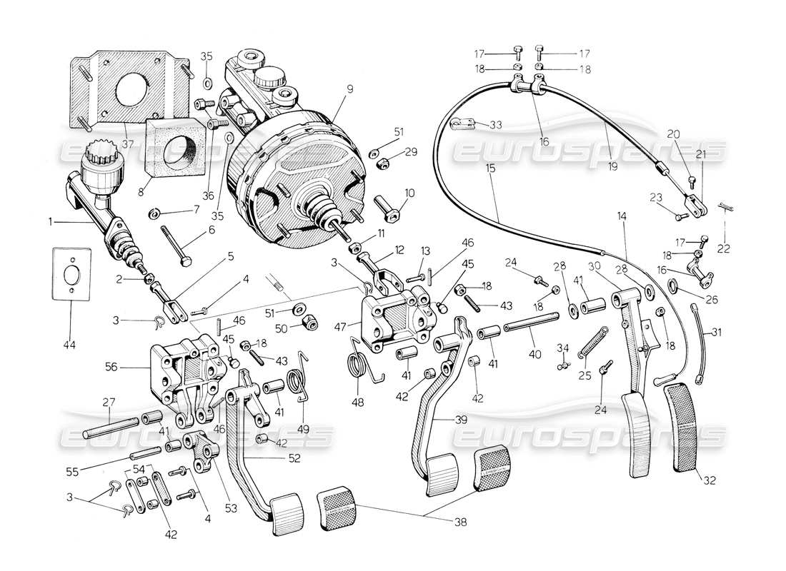 Lamborghini Countach 5000 QV (1985) Pedals Parts Diagram