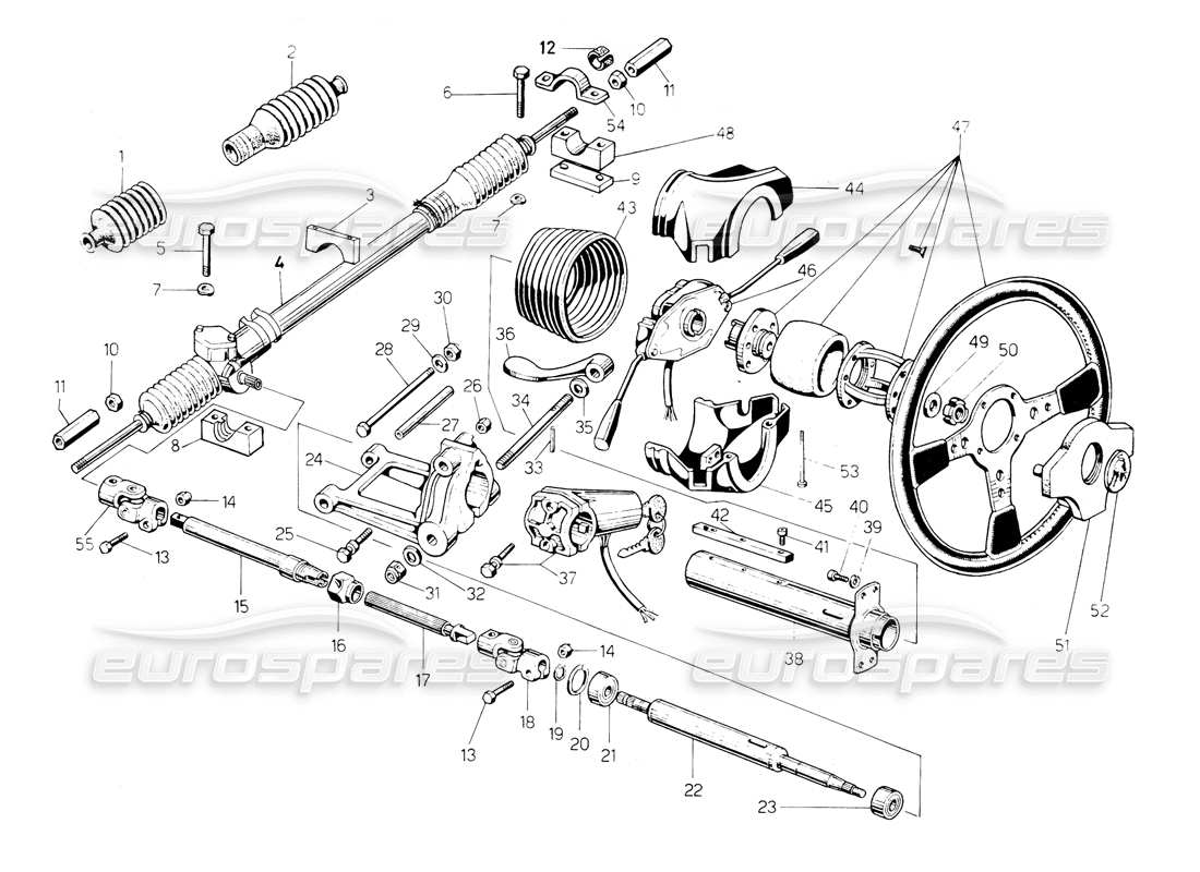 Lamborghini Countach 5000 QV (1985) Steering (Valid for QV Variation - January 1987) Parts Diagram