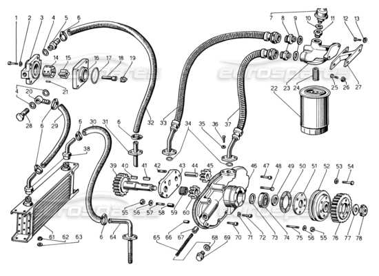 a part diagram from the Lamborghini Countach 5000 QV (1985) parts catalogue