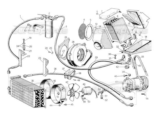 a part diagram from the Lamborghini Countach 5000 QV (1985) parts catalogue